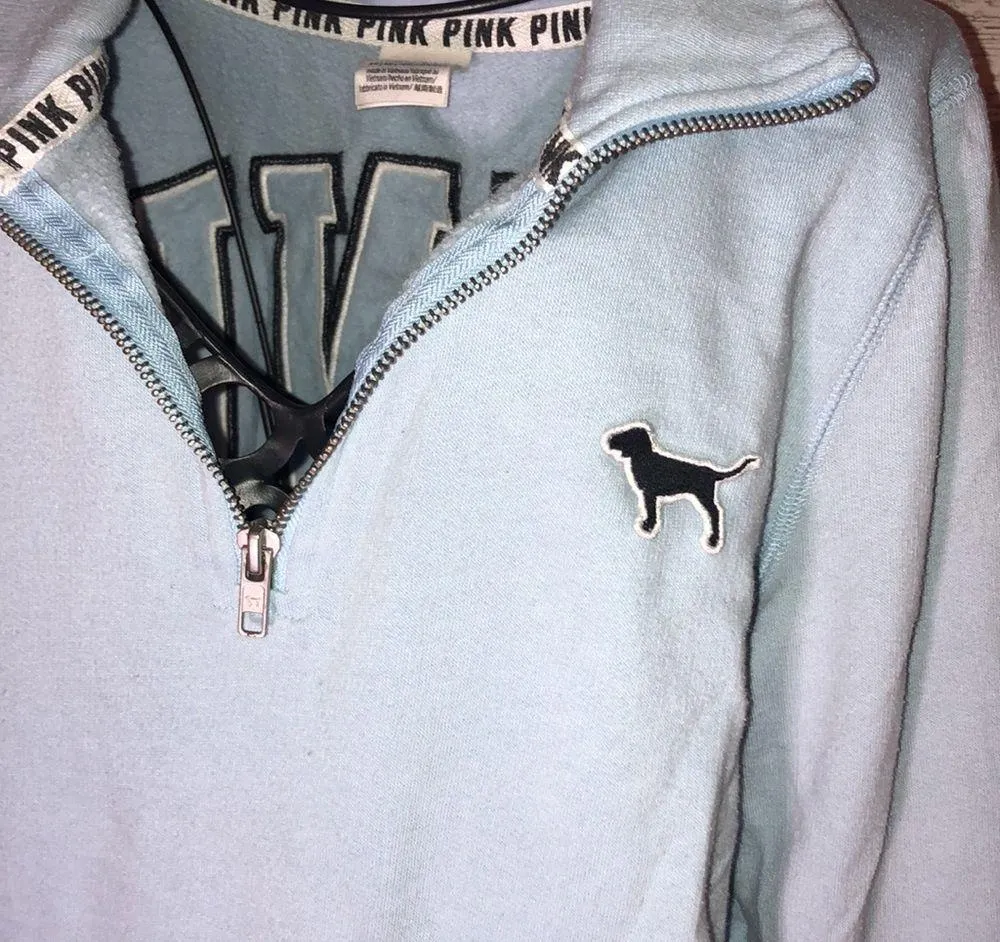 Victoria’s Secret PINK sweatshirt quarter zip blue and black size XS pink vs top - Image 3