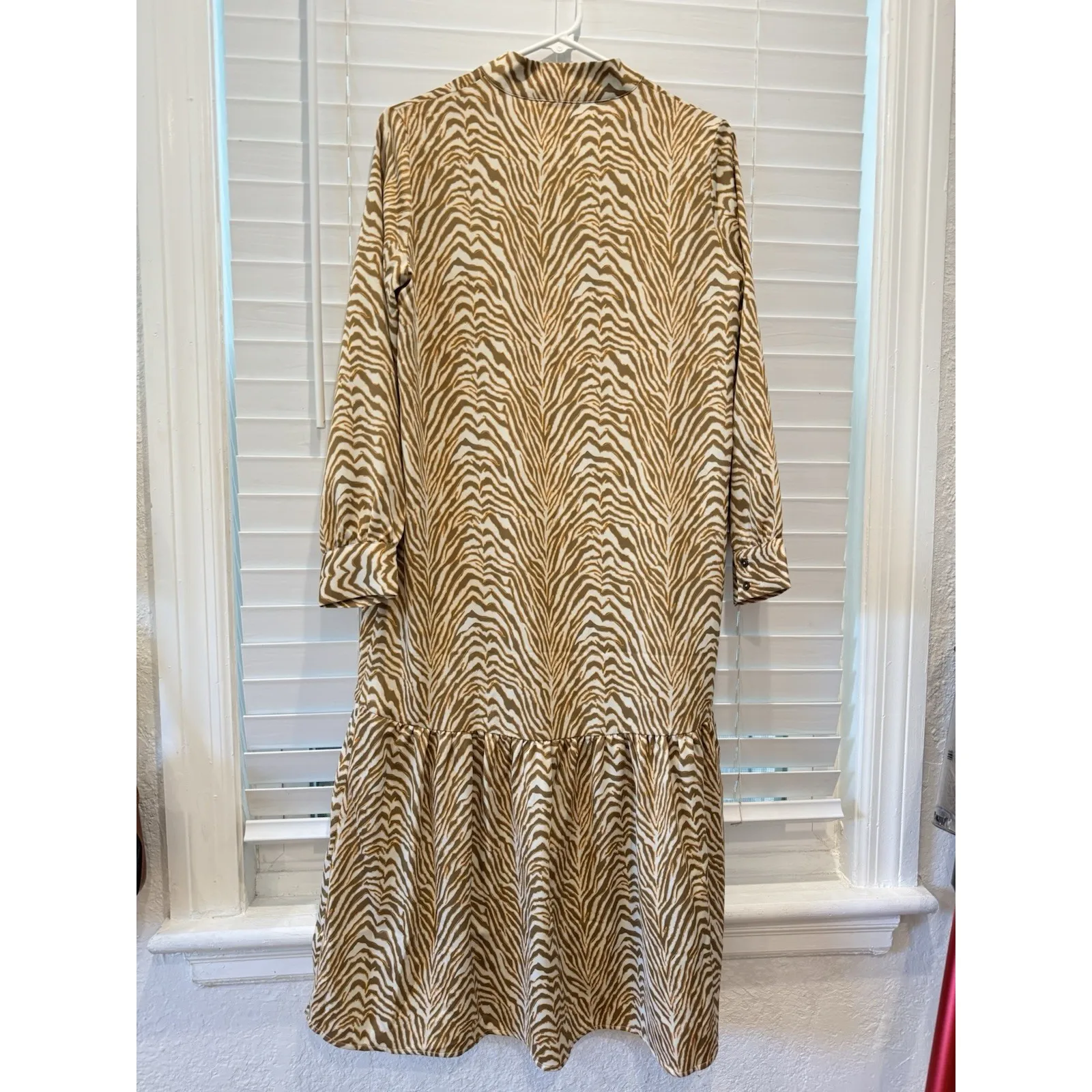 NEW Norr Dress Size‎ XS Animal Zebra Print Quiet Luxury Minimalist Modest Office Tan - Image 13