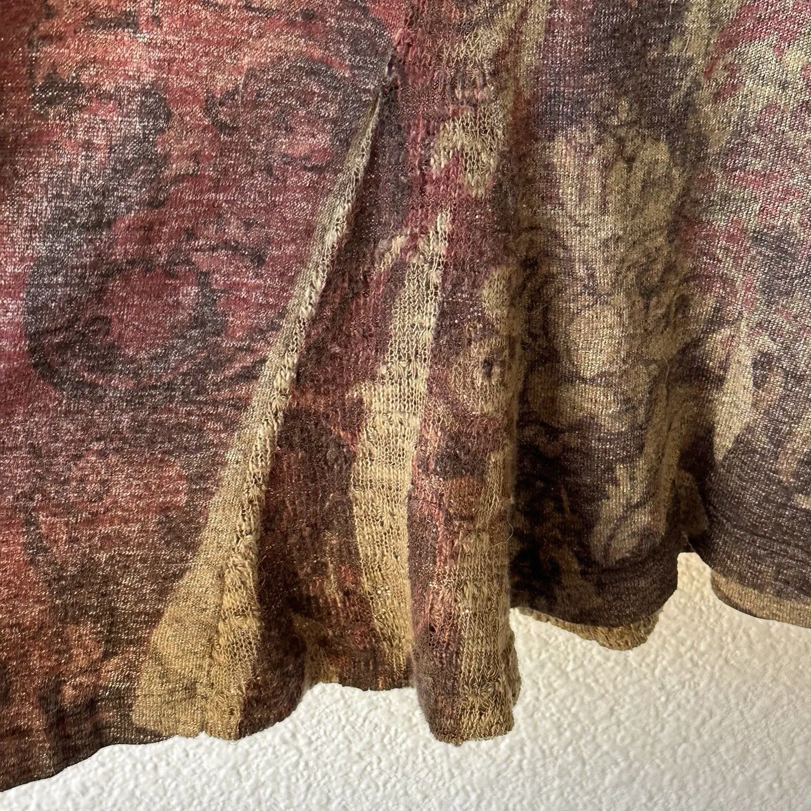 Cactus Boho Women’s Tunic Shirt Scoop Neck Top Flared Hem Long Sleeve Brown Size M - Image 8