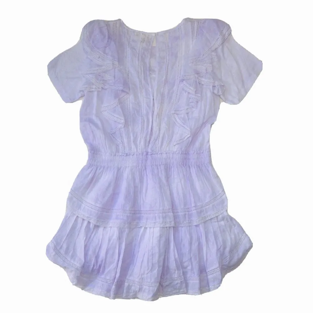 NWT LoveShackFancy Natasha Mini in Violet Splash Hand Dye Ruffle Cotton Dress L - Image 7