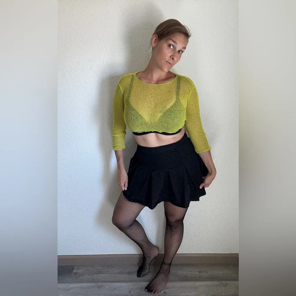 Black Pleated Mini Skirt Cotton Spandex Large Streetwear Goth Punk - Image 3