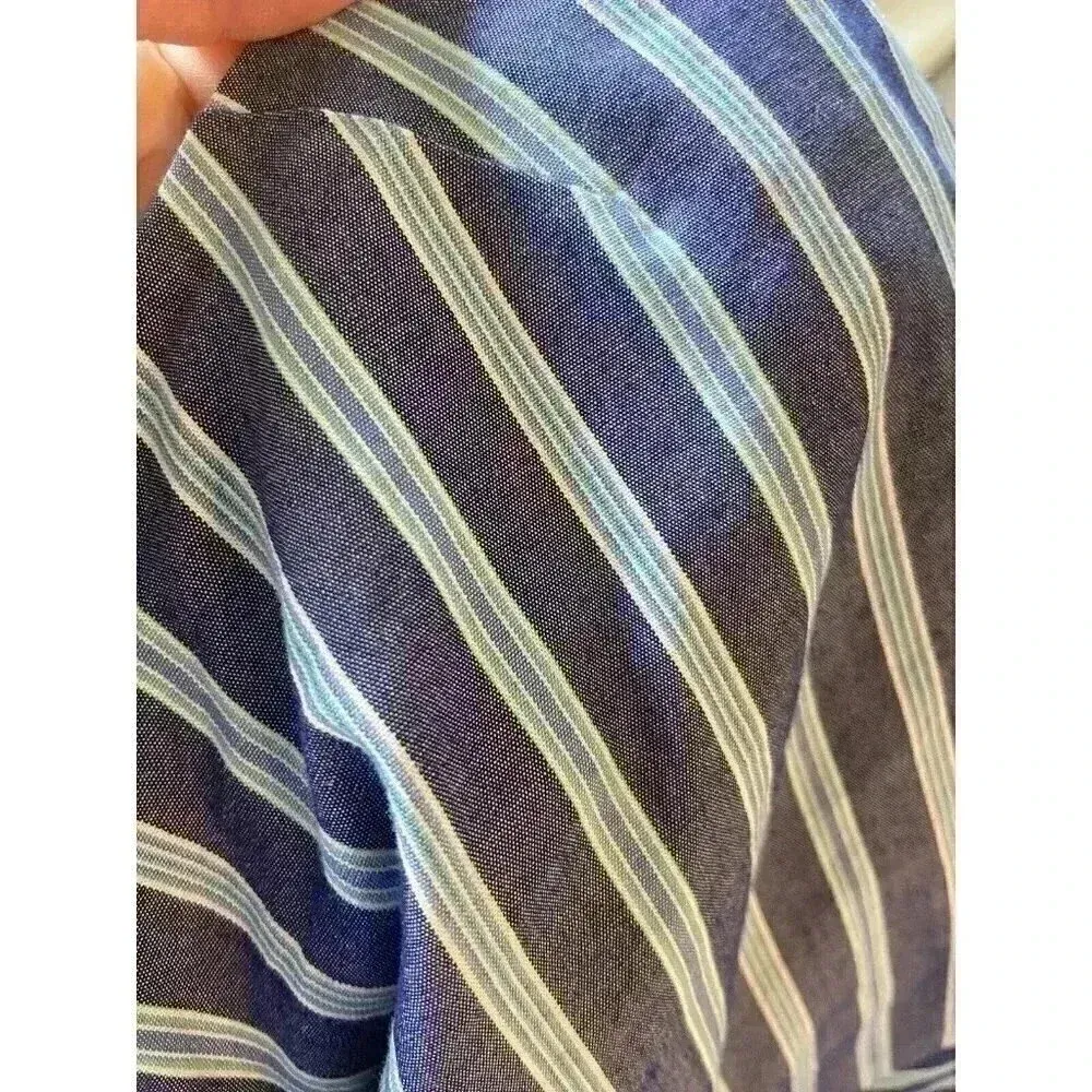 Holding Horses Anthropologie Blue Stripe Handkerchief Dress Size XS/S‎ Tie Back - Image 4