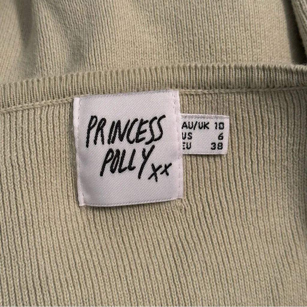 Princess Polly Sage Green Button Up Cropped Cardigan - Image 4