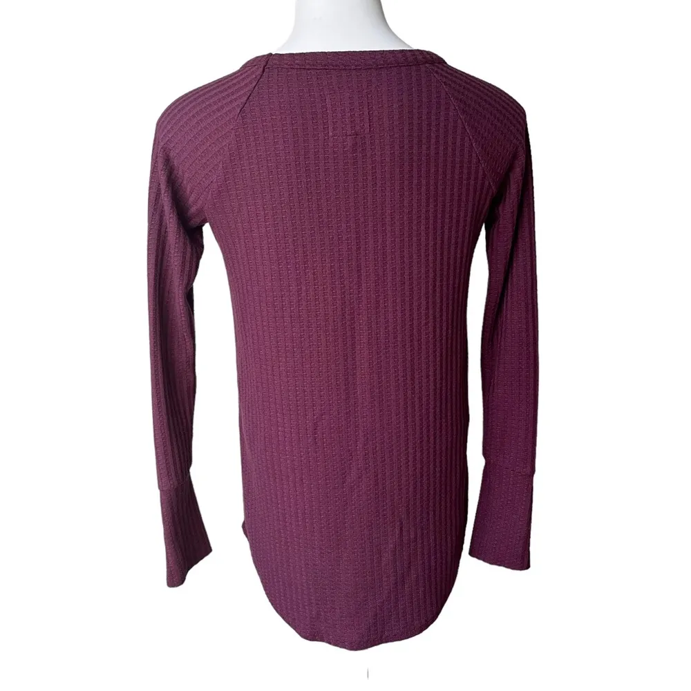 Chaser Wisteria Waffle Knit Thermal Top Burgundy Purple - Image 4