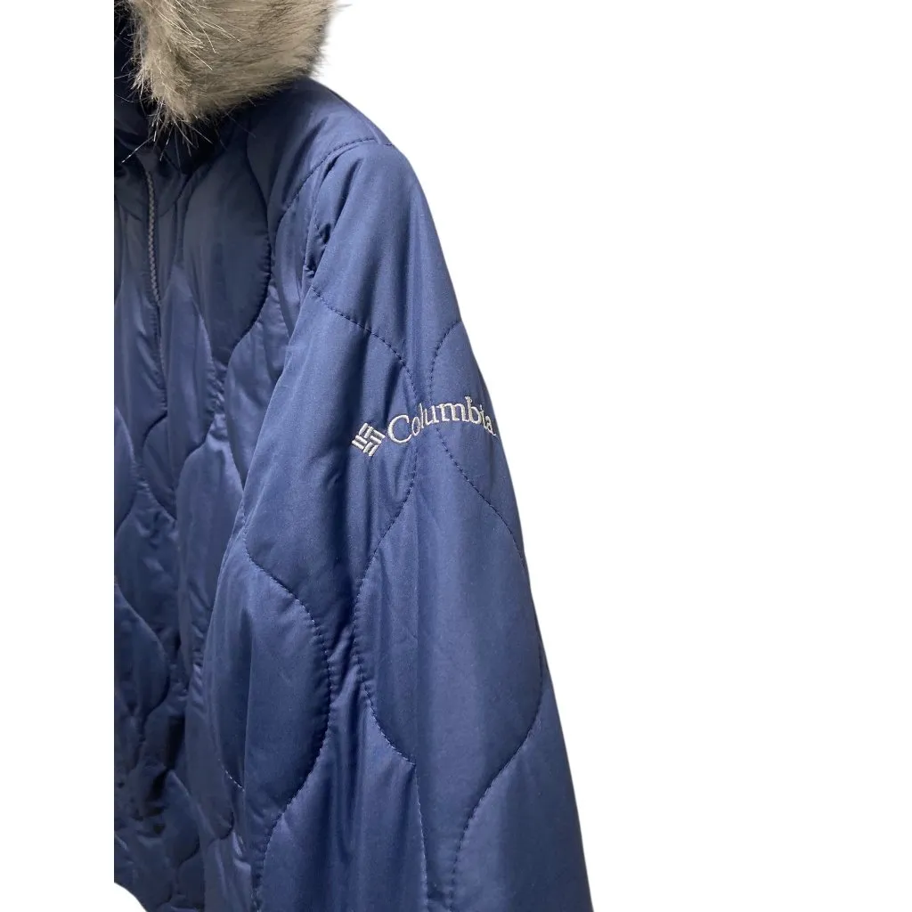 Columbia Quilted Winter Parka Navy Blue Size M - Image 7