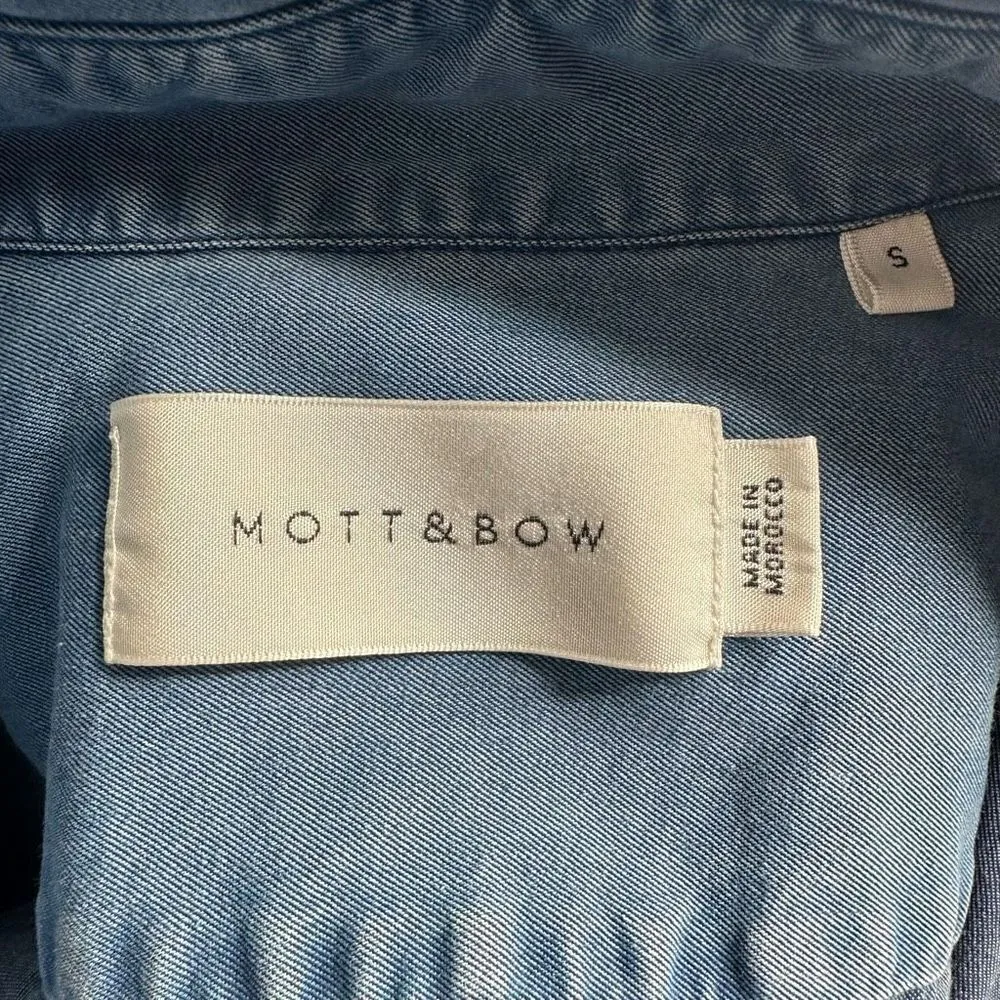 MOTT & BOW Chambray Button Down Shirt Size Small Blue - Image 8
