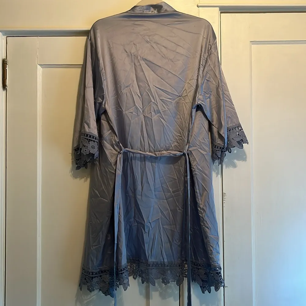 Kennedy Blue  | Basic Light Blue Bridesmaid RobeLace Details One Size Fits Most - Image 5