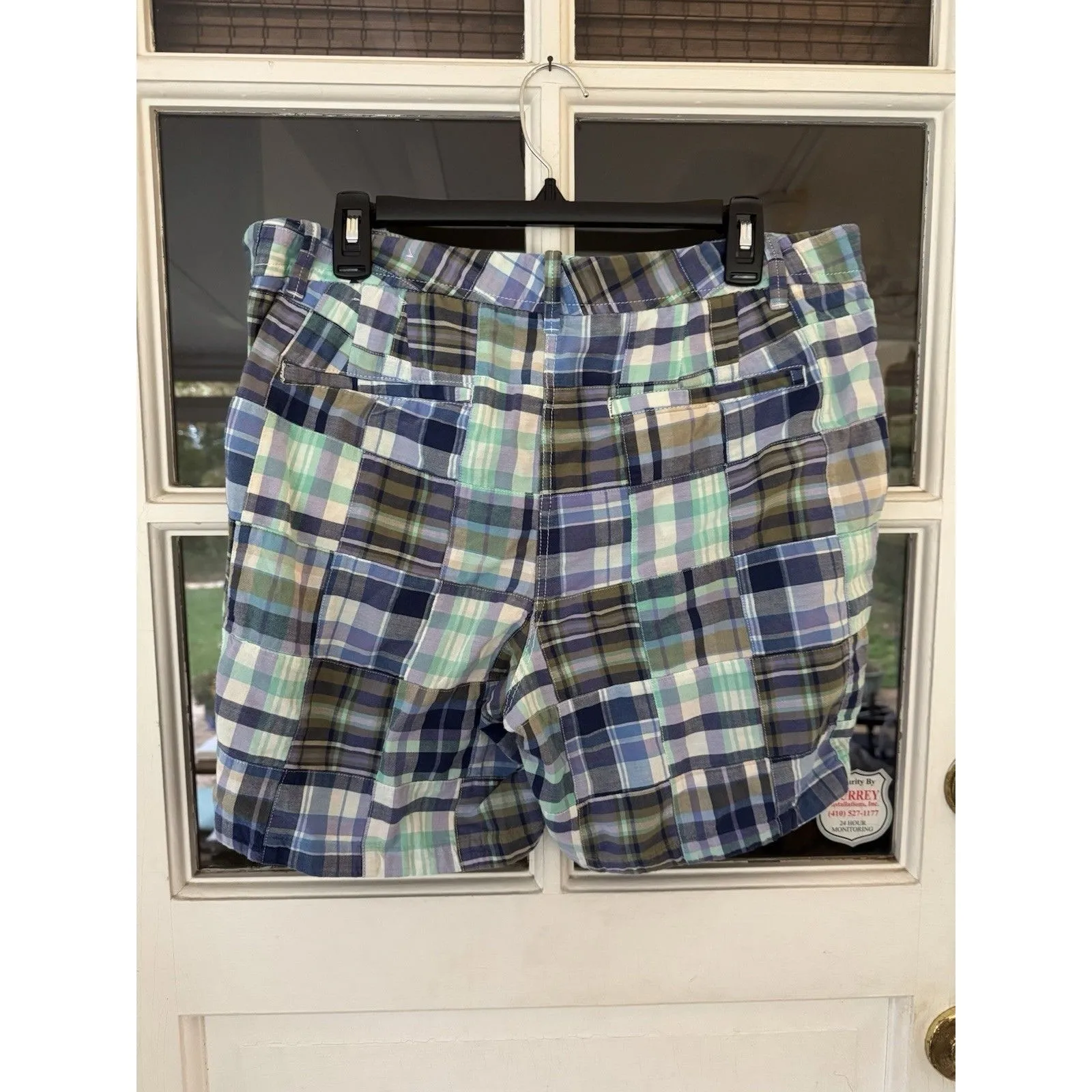 TALBOTS Plaid Shorts Women’s 14 Mid-Rise 6” Inseam Cotton Blue Pockets Preppy - Image 5
