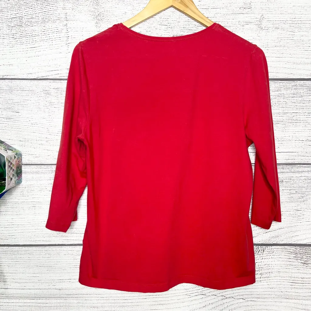Blair Vibrant Red 3/4 Sleeve Casual T-Shirt Top Size Medium Valentine’s Day - Image 5