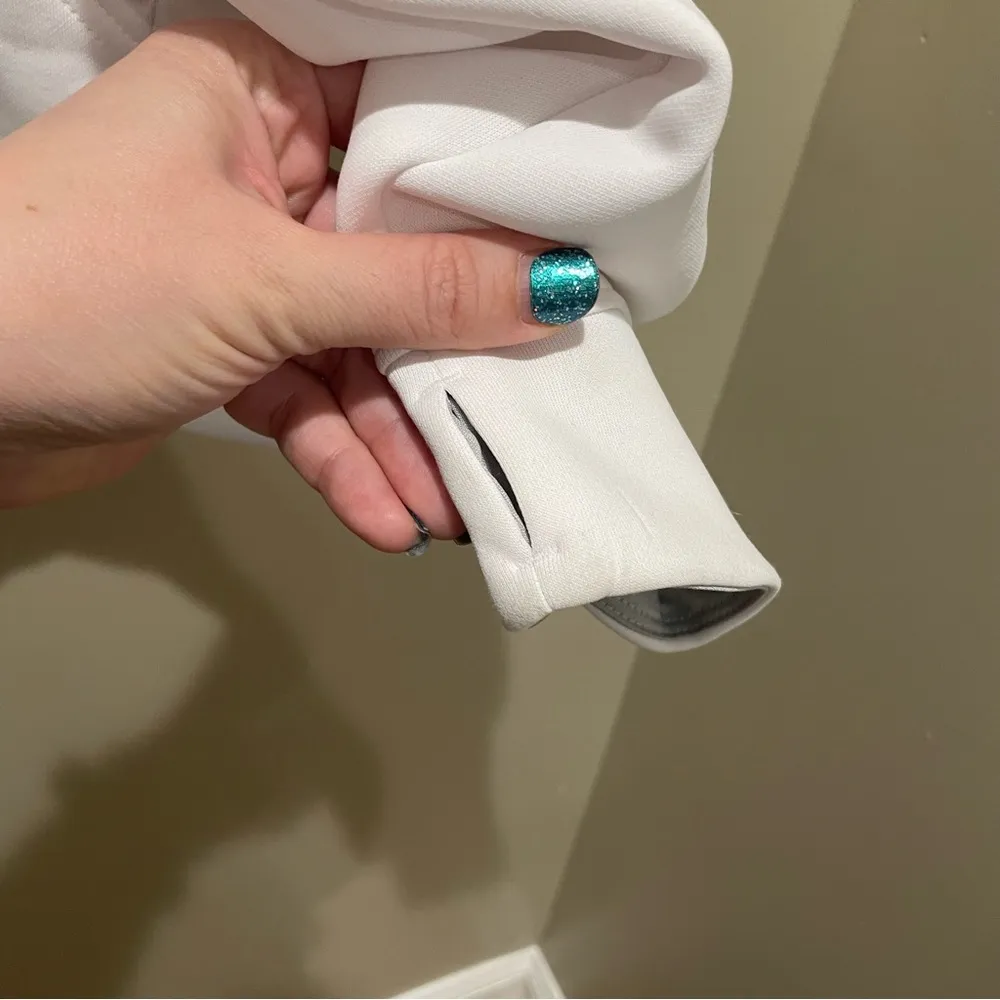 Adidas Fleece Lined Hoodie Sweatshirt Glitter Logo White and Silver Women’s XL - Image 7