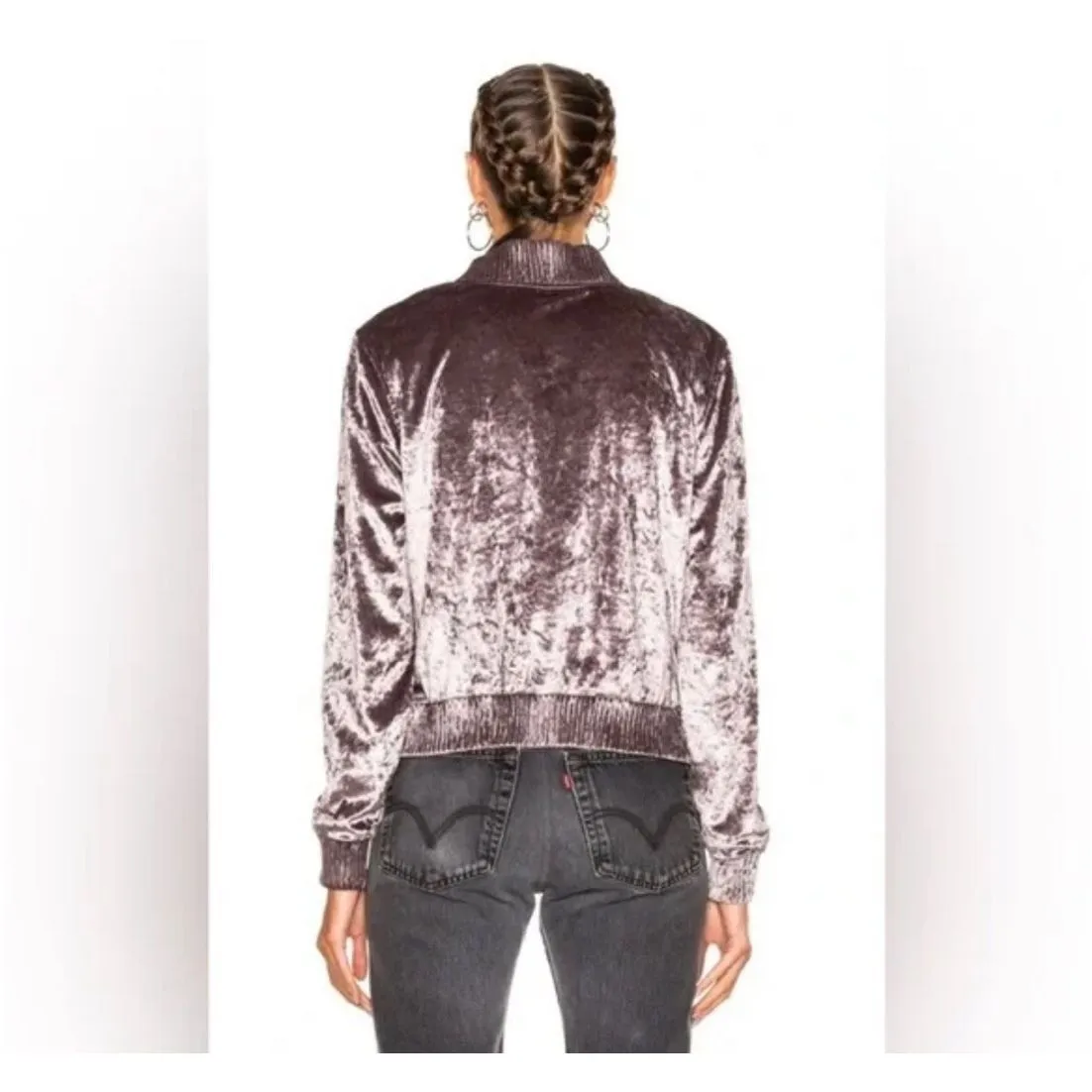 ThePerfext “Ashley” Crushed Velvet Bomber Jacket - Image 2