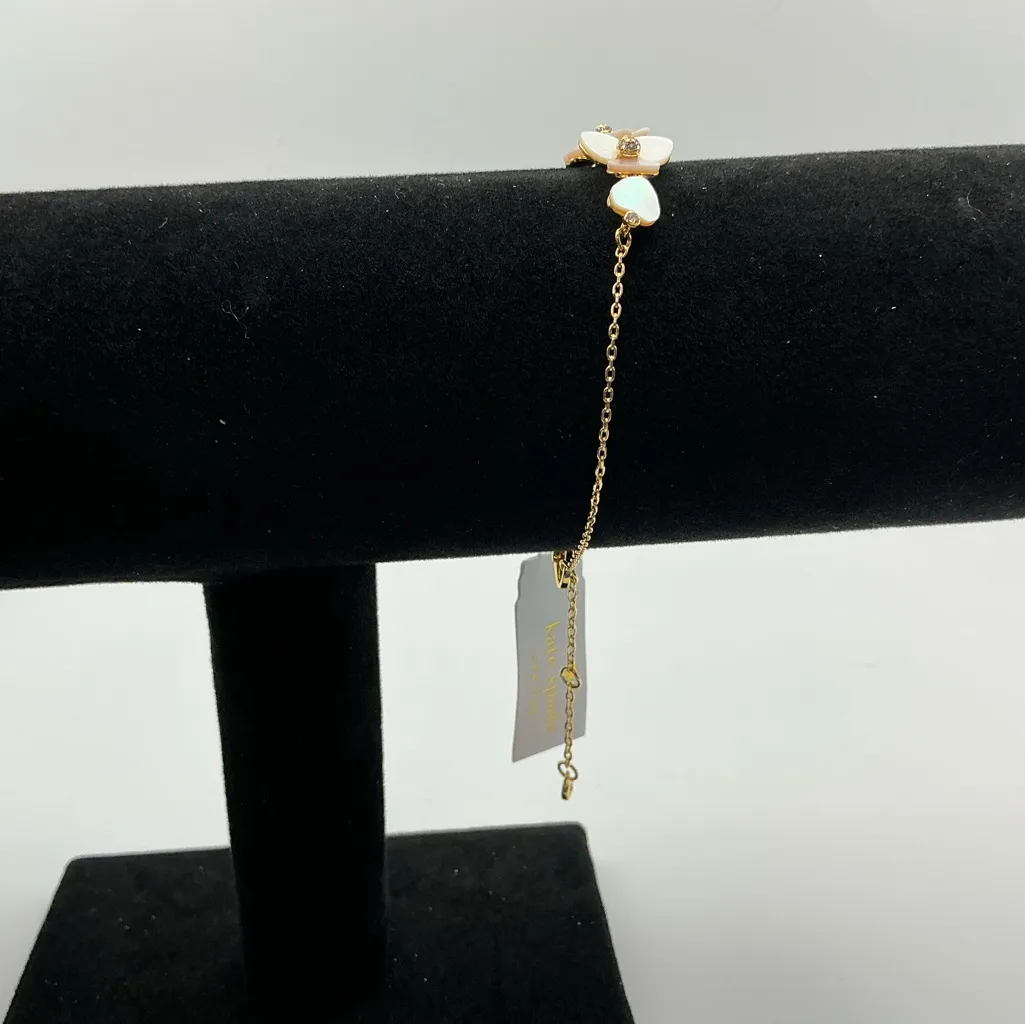 Kate Spade New York Flower Charm Bracelet Mother of Pearl Gold Tone NWT - Image 5