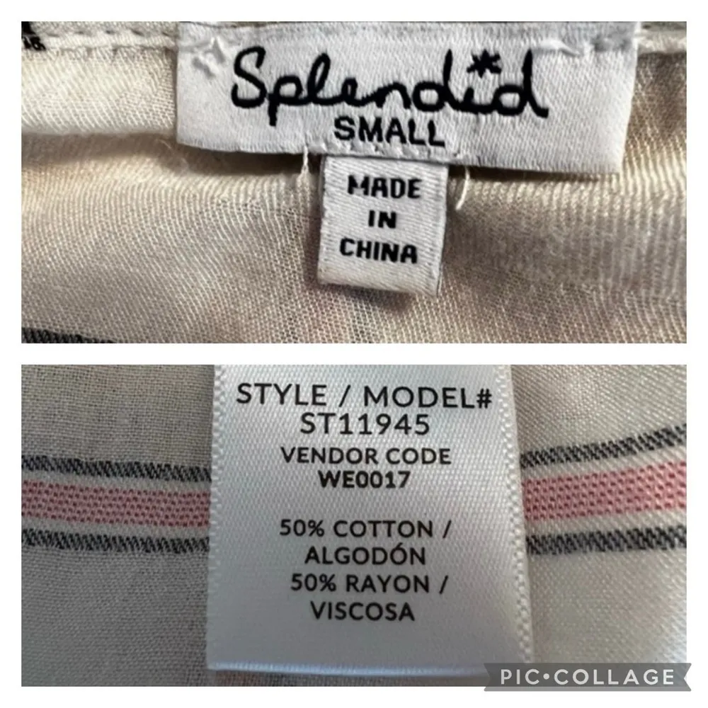 Splendid Top Sailboat Striped Lace-up Ivory S Long Sleeve Boho Relaxed Nautical - Image 13