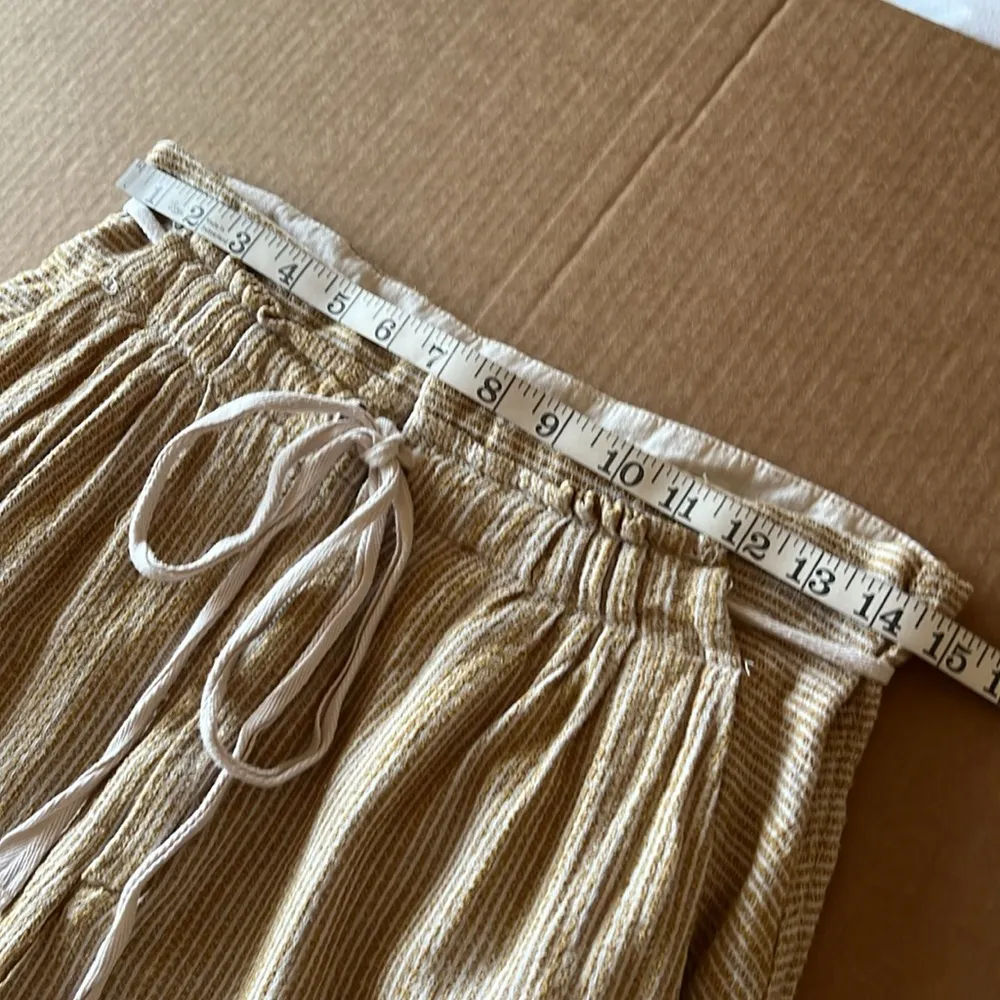 Free People CARAWAY Skinny Slim Pants mustard yellow Striped Drawstring- Size 6 - Image 7