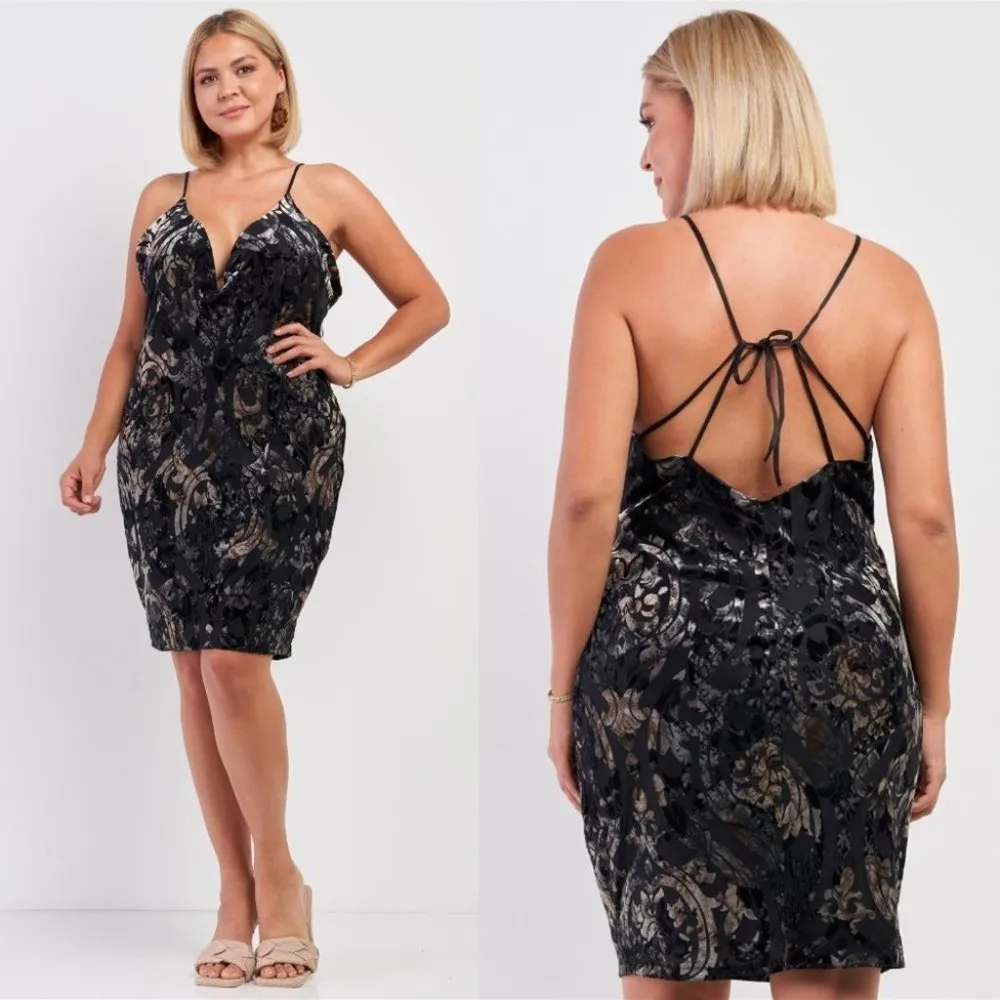 Trac Printed Velvet Gradient Halter Tie Open Back Mini Dress Size 1X NWOT - Image 14