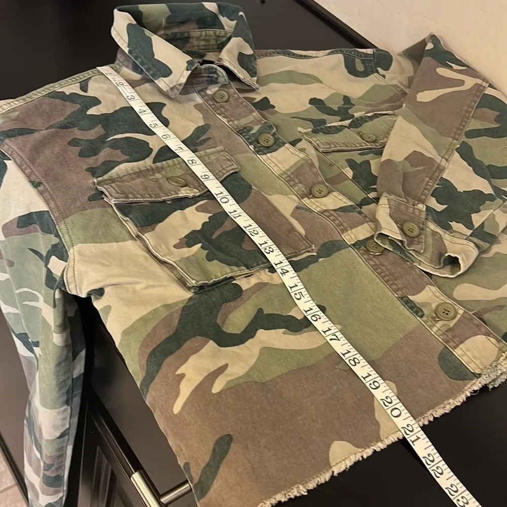 One of a kind Handmade camo print cropped jacket with released hem, Cotton,M - Image 13