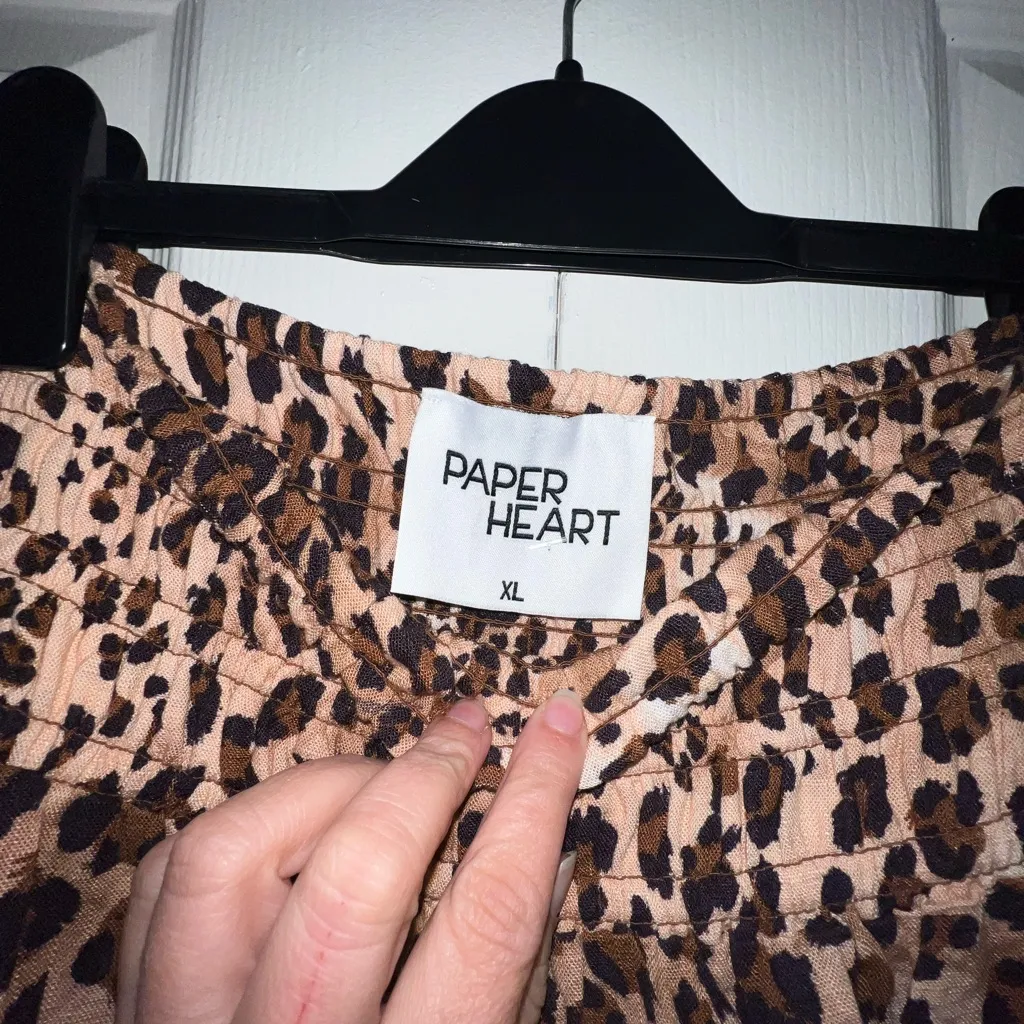 Paper heart xl Linen blend Leopard Print Maxi Skirt Anthropologie - Image 2