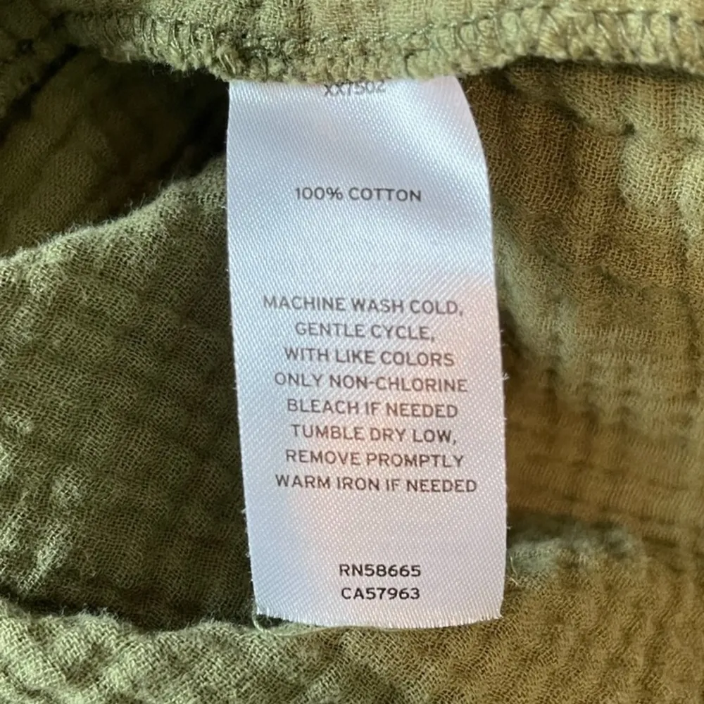 Nordstrom Short Sleeve Green Cotton Caftan Size Small - Image 5