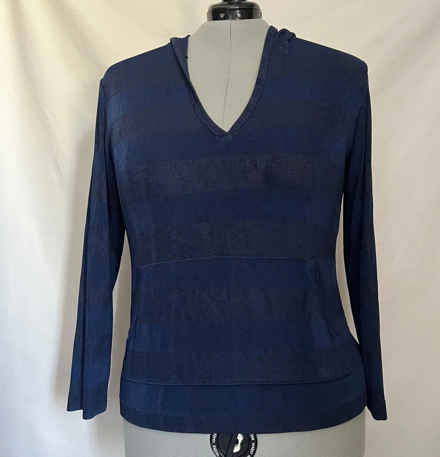 Chicos Travelers Hooded Jersey Womens Top Sz 16 Resort Capsule Packable Lounge Blue - Image 11