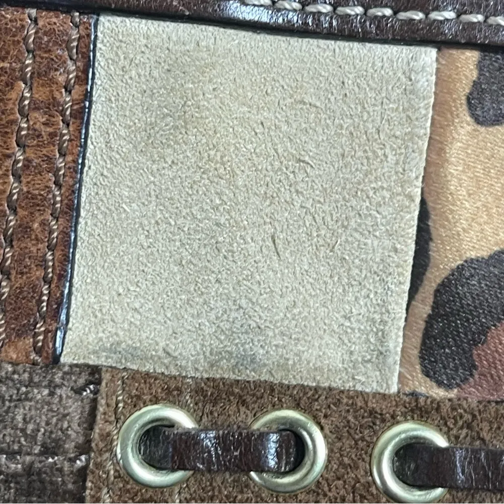 Vintage 90s Coach Patchwork Leather Suede Wristlet Wallet Brown Gold Hardware - Image 9