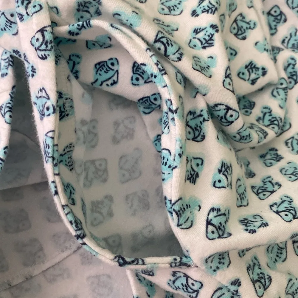 J Jill Cotton Jersey Stretch Knit Pull on Skirt White Blue Fish Size XS - Image 5