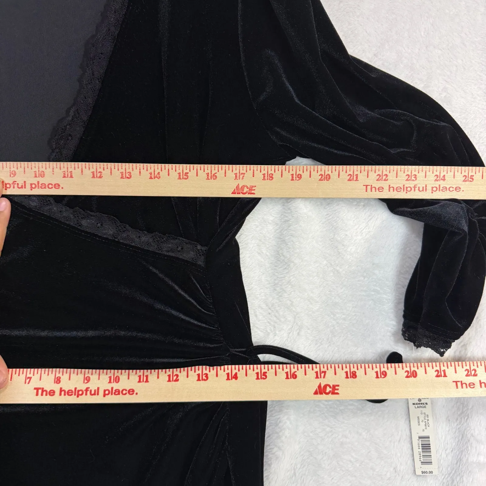 NWT Apt 9 L Dress Black Velvet Wrap Lace Glam Goth Dark Academia Witchy Sexy 90s Size L - Image 8