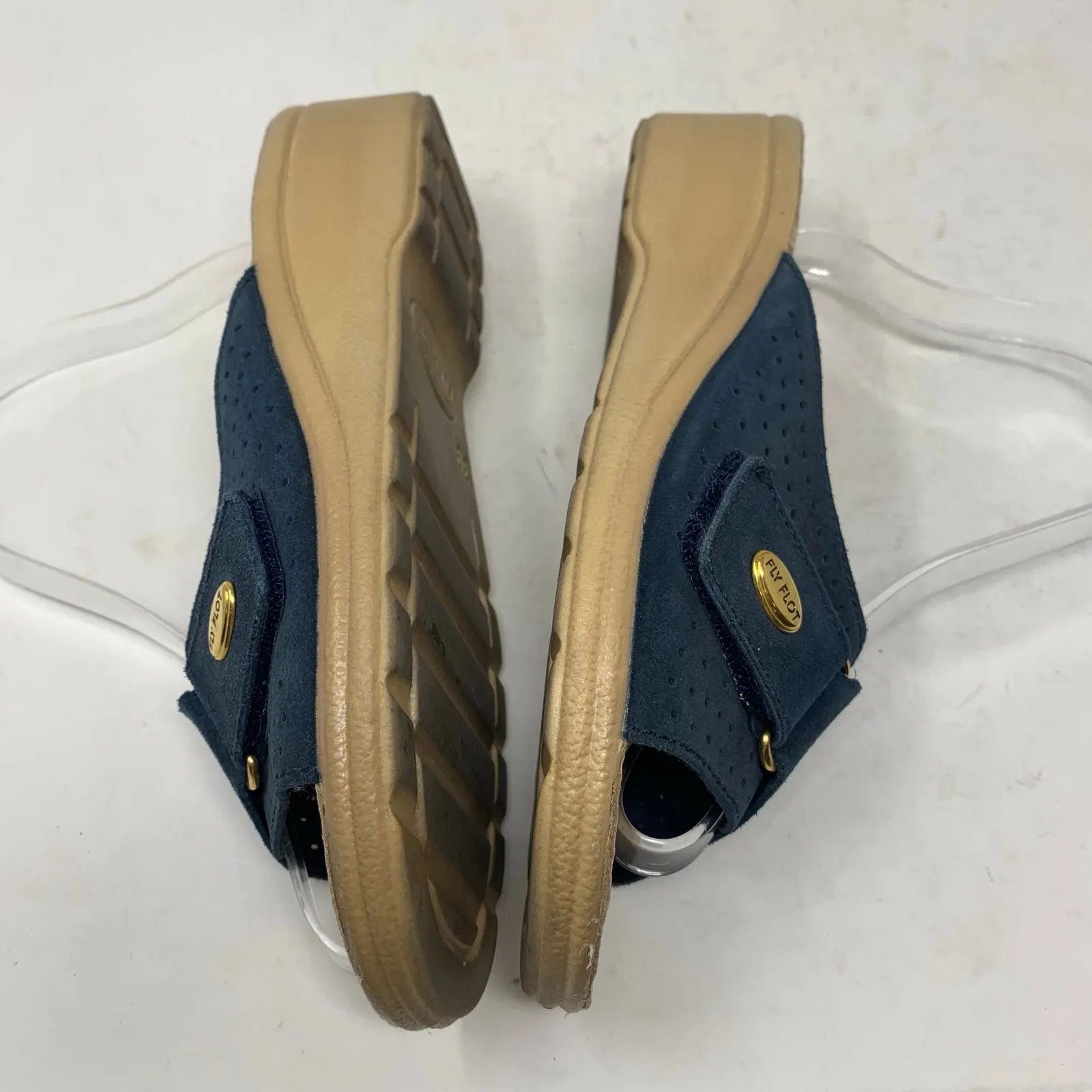 Fly Flot Silvia Womens Blue Suede Leather Wedge Shoes Sandals EU Size 39 US 9 - Image 6