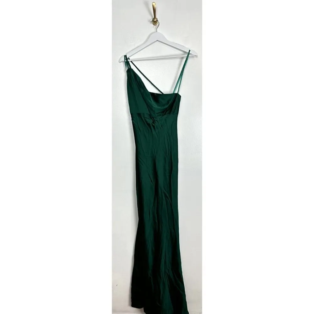 MAC DUGGAL One-Shoulder Satin Trumpet Gown in Emerald Green Size US 4 - Image 2