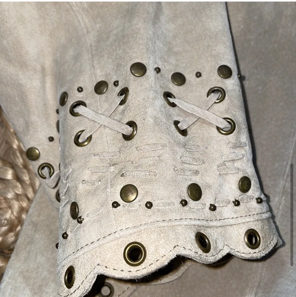 NWT $268  2/12 Neutral Suede Leather Jacket Eyelet Threading Studded - Image 6