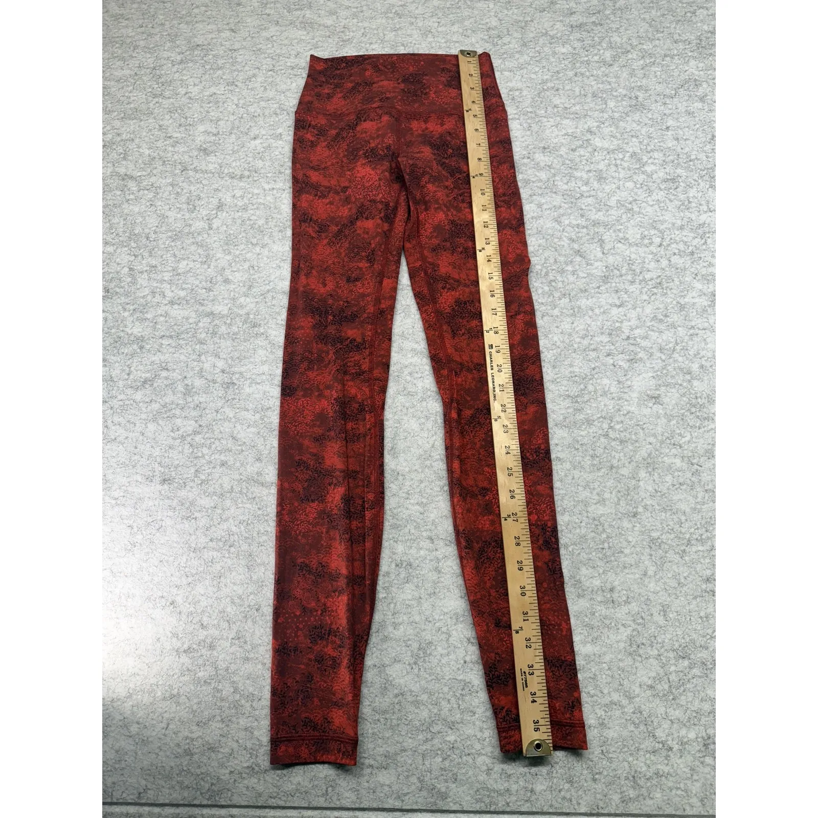 Lululemon Pants Womens‎ Small Red High Rise Patterned Leggings Yoga Athletic Gym - Image 3