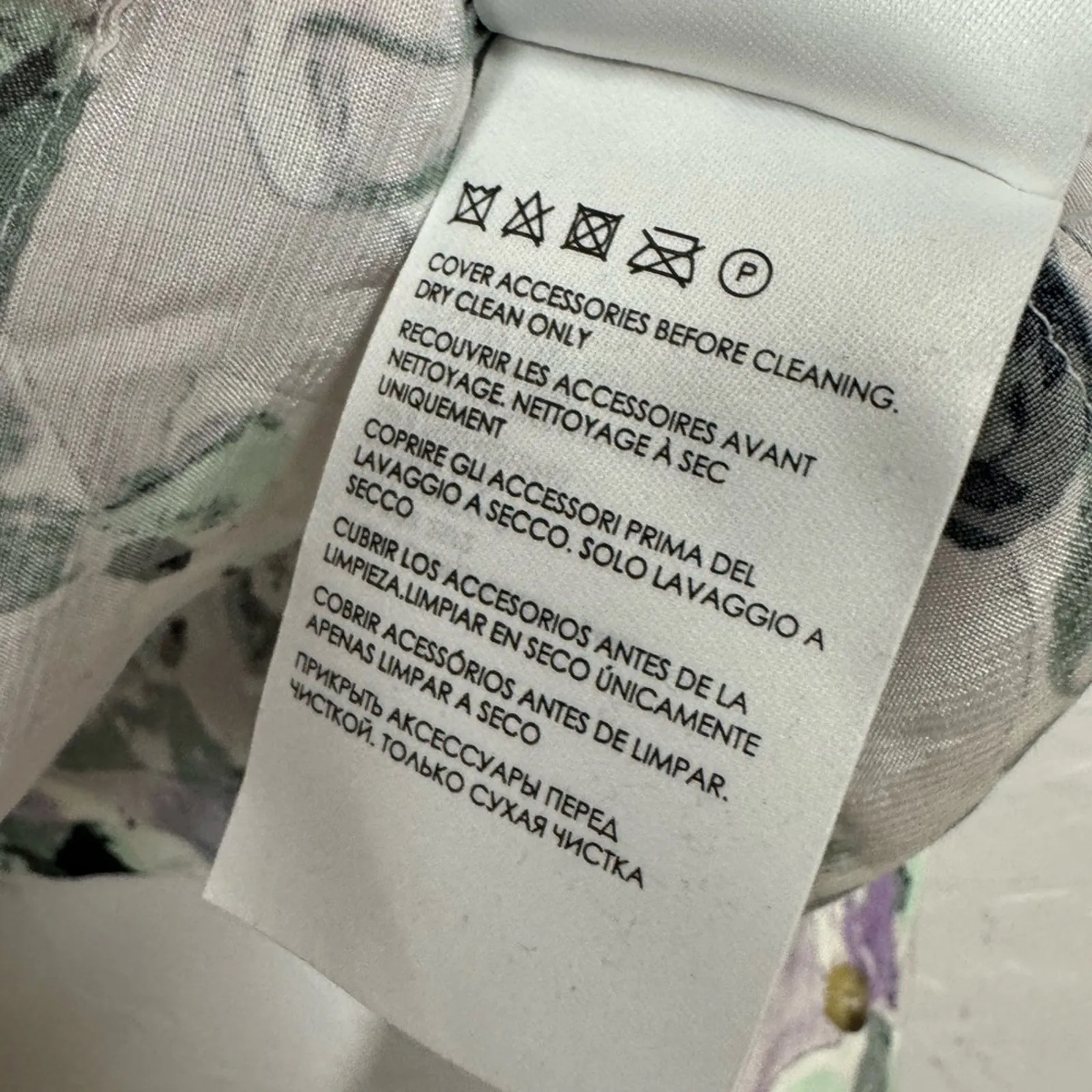 Club Monaco Purple Green Floral Boho Blouse Womens XL Peasant Long Sleeve Shirt - Image 8