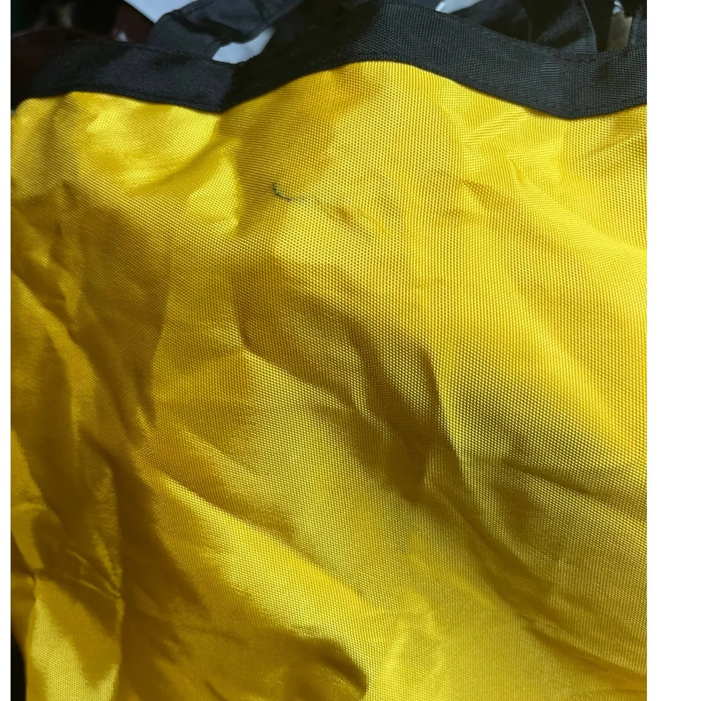 St. John  foldable and packable black patent yellow shopping bag - Image 8