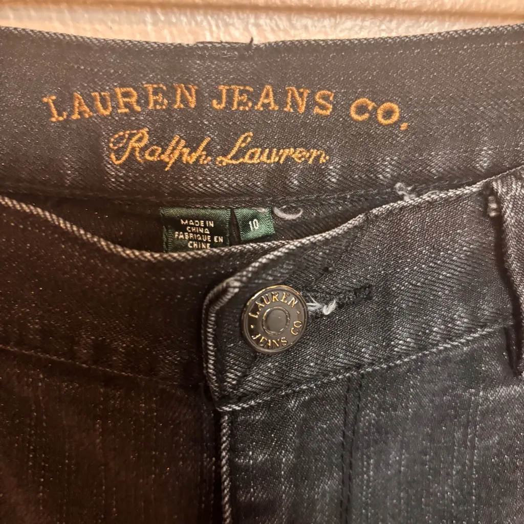 LRL Lauren Jeans Co Women’s Jeans Modern Slim Black Shiny Embellish Size 10 - Image 3