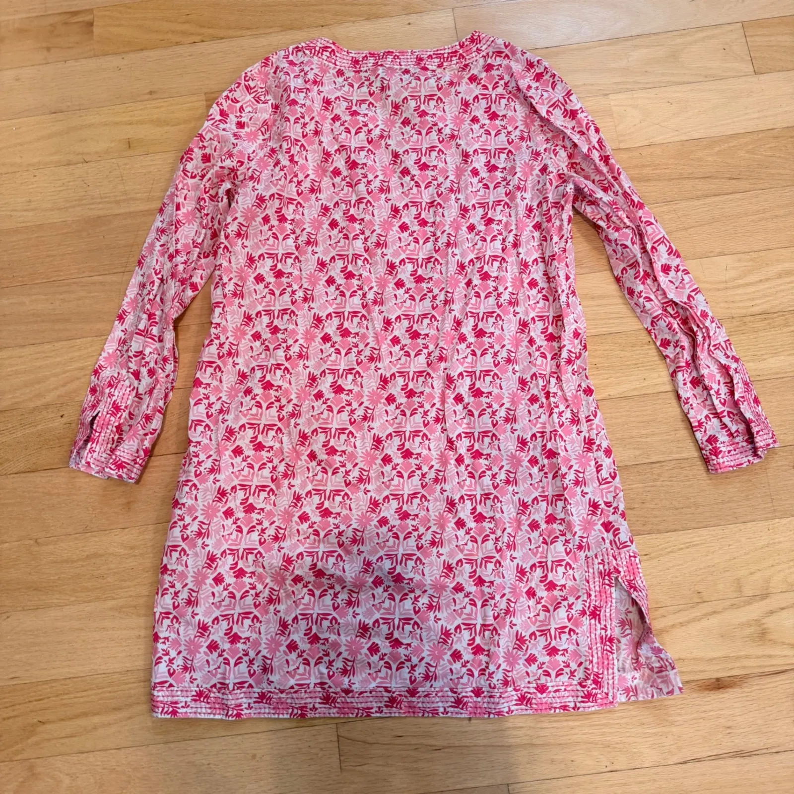 Vineyard Vines Medium Swim cover up  Floral Tunic Dress Pink White - Image 8