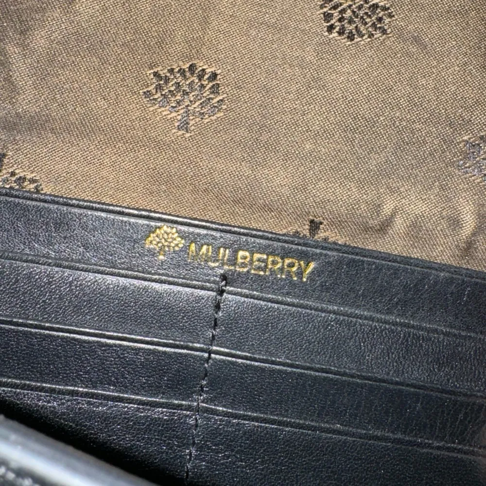 Mulberry Vintage Continental Classic Long Black Leather Wallet Turnlock Purse - Image 4