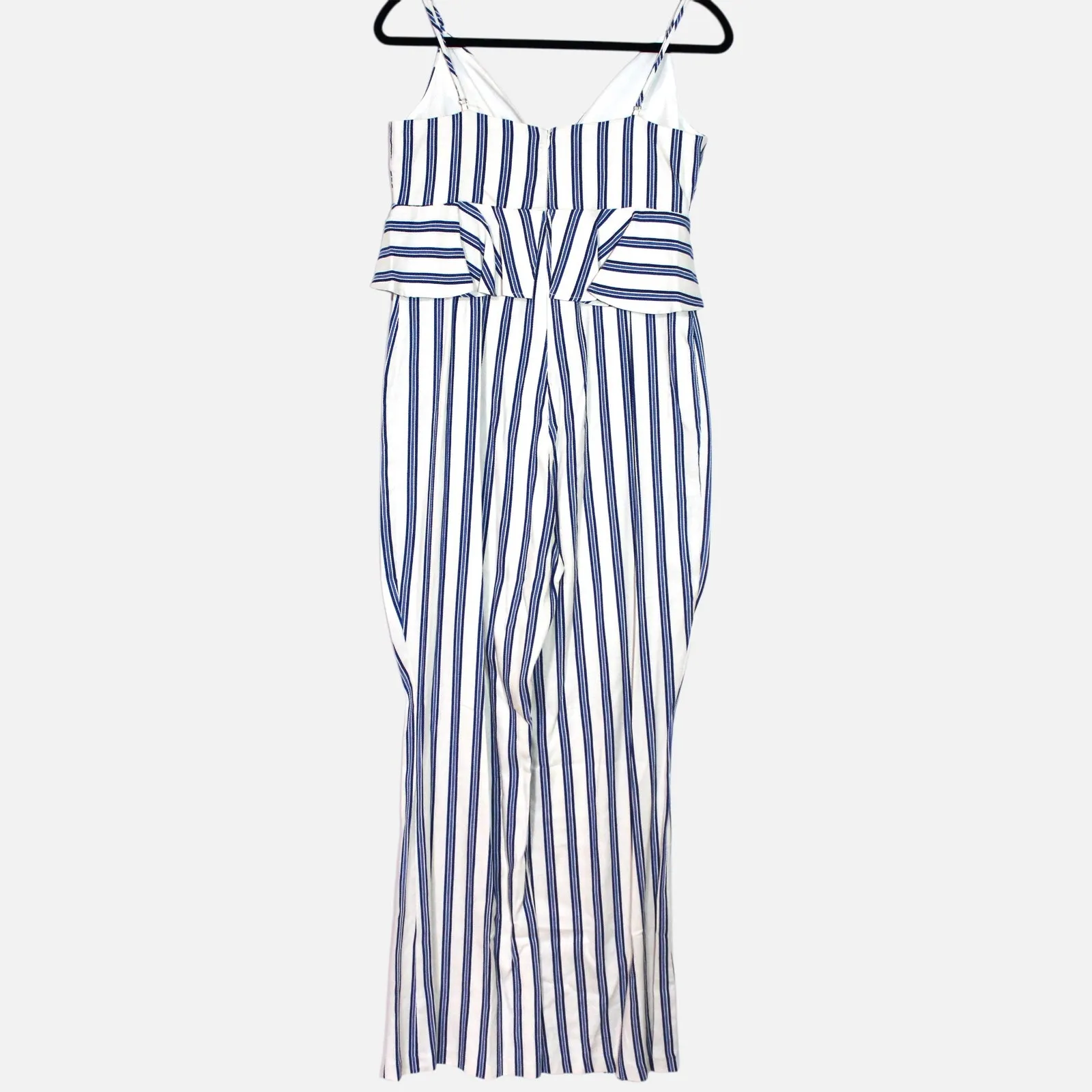 BCBGeneration Blue Striped Peplum Jumpsuit Size 12 NWT - Image 8