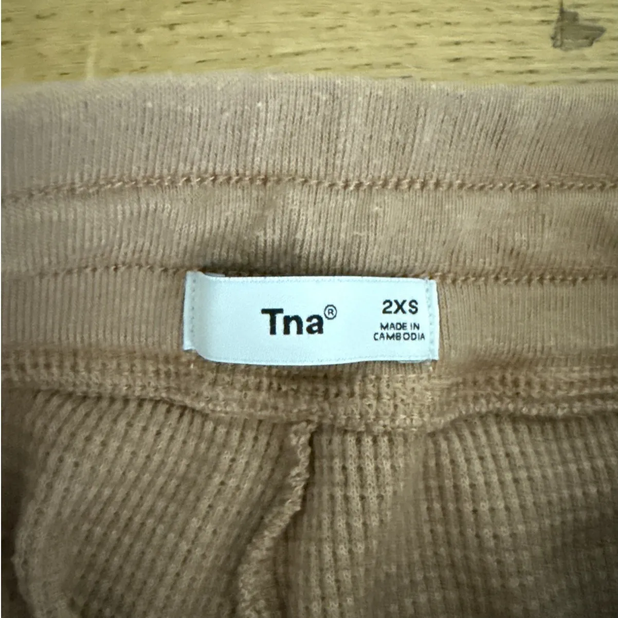 Tna Pants Drawstring Waist Pockets Waffle Size XXS Brown - Image 2