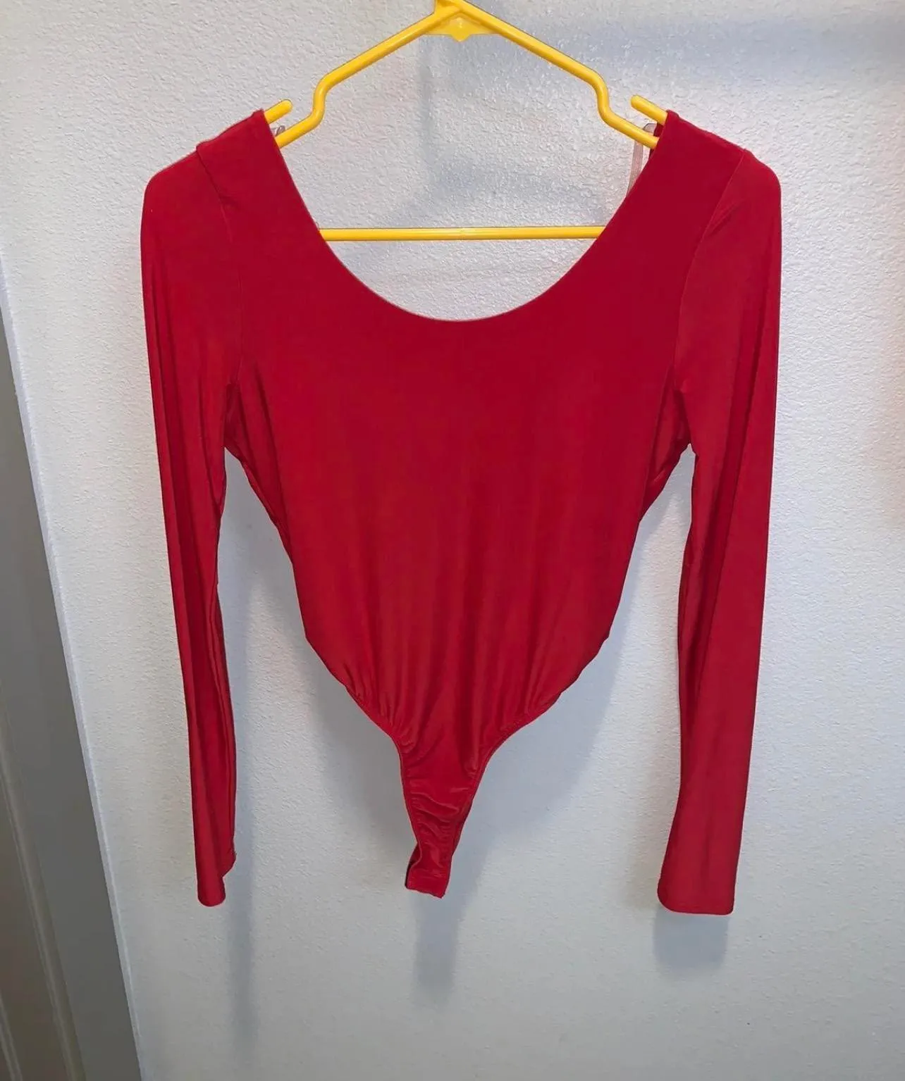 Long Sleeve High Cut Red Bodysuit US M Size M - Image 2