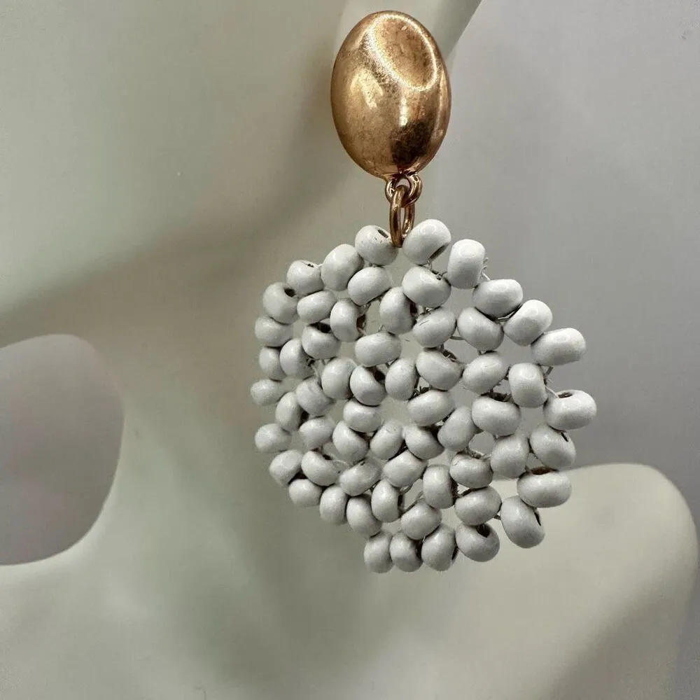 J Bloom white and gold beaded circle earrings - Image 8