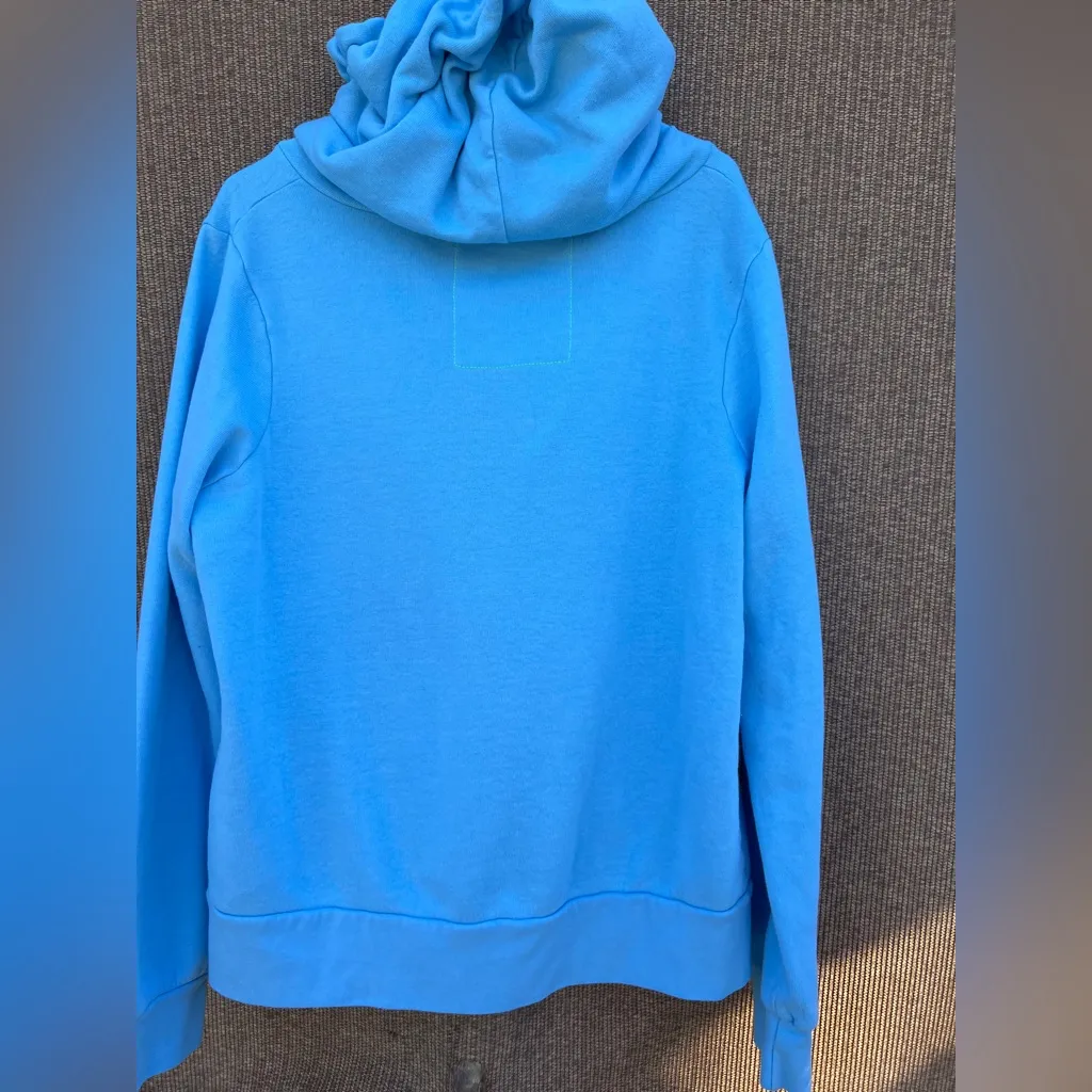 Aviator Nation 5 Stripe Hoodie Sweatshirt in Turquoise Blue Women’s Size L - Image 8