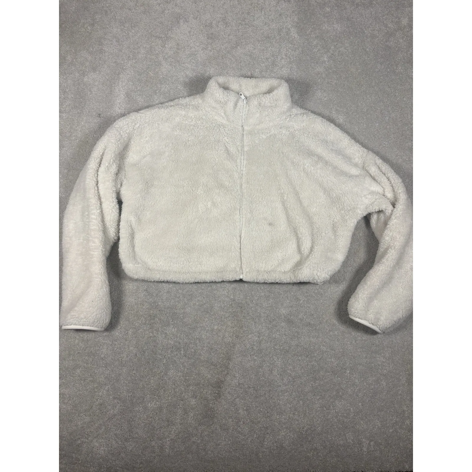 OFFLINE by Aerie Women's‎ Xl White Fleece Zip-Up Teddy Jacket Cropped * - Image 5