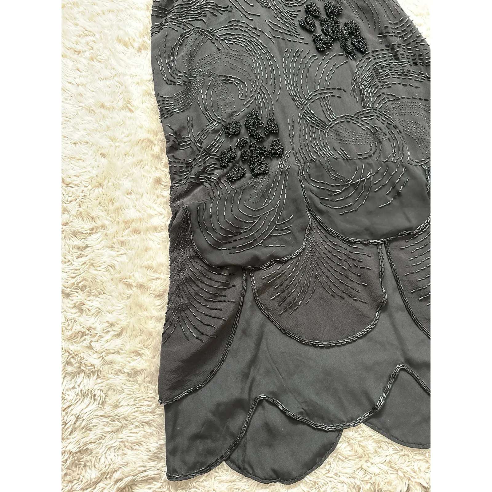 Gorgeous 2 Piece Handmade Fully Beaded Silk Corset Maxi Dress Black Tie Formal - Image 8