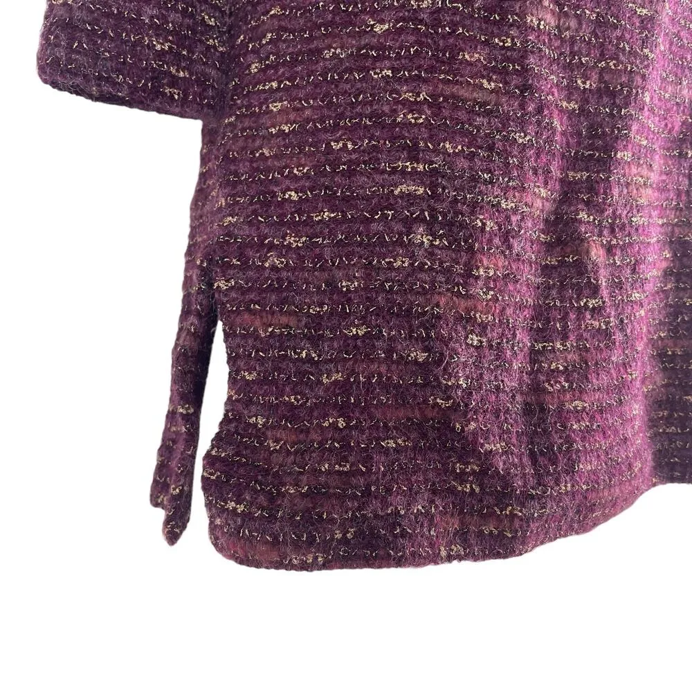 St. John Boucle Knit Tweed Metallic Tunic Sweater Red Size 0P - Image 4