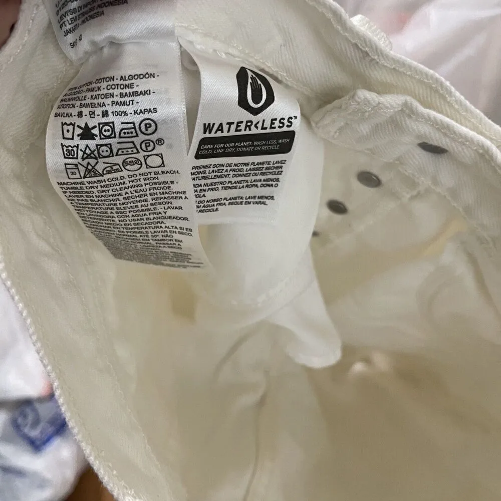 LEVI'S Strauss Off white ivory High rise wedgie straight jeans size US 27 - Image 8