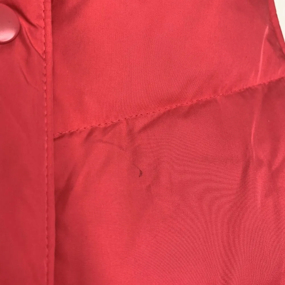 GAP Womens Large Pink Puffer Vest Full Zip Pockets Big Snap Cinched Waist - Image 2