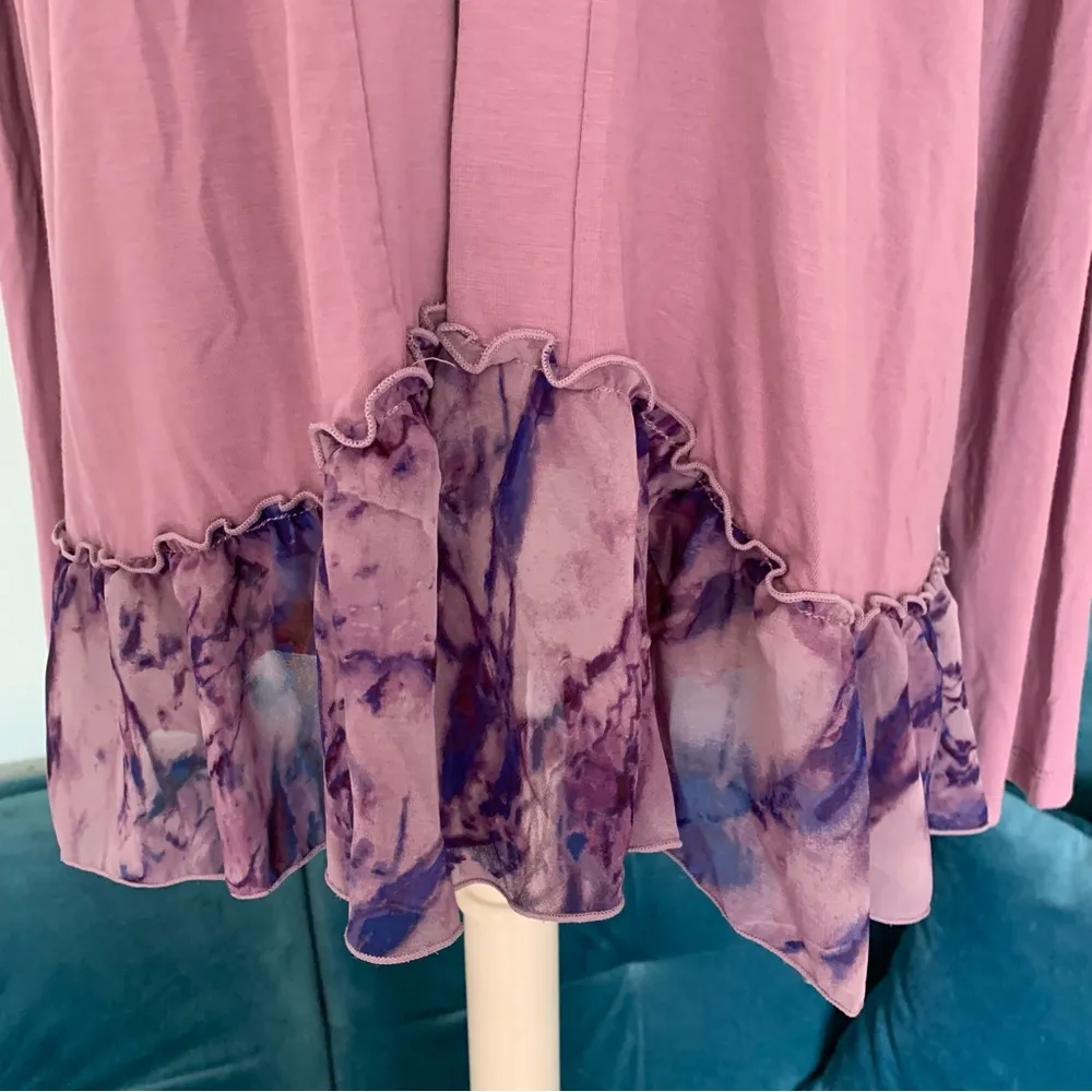 LOGO by Lori Goldstein Cardigan Size S small Purple Top Shirt Hook Eye Front - Image 2