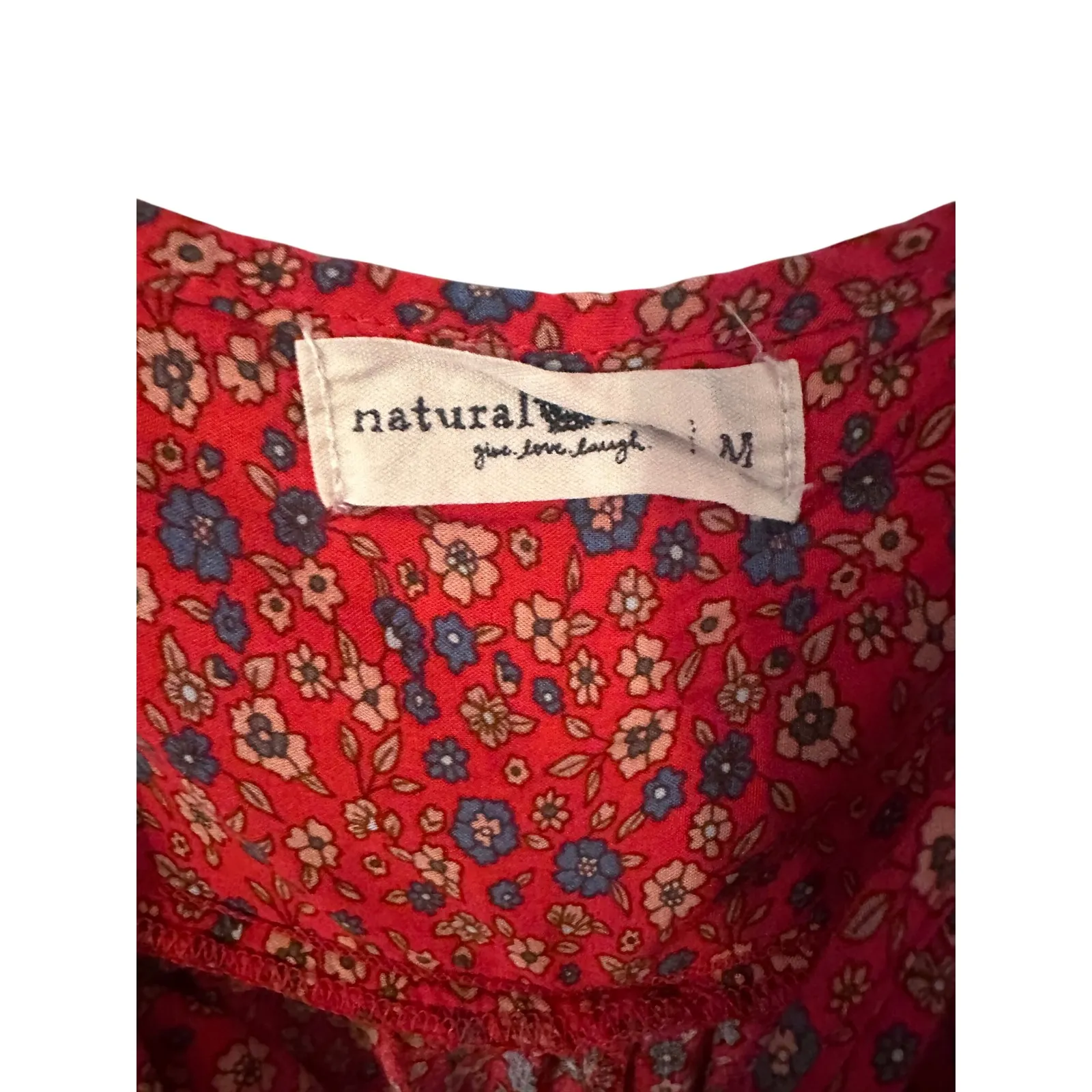 Natural Life Red Floral Print Wide Leg Pants Spaghetti‎ Straps Tiered Ruffle Hem - Image 6