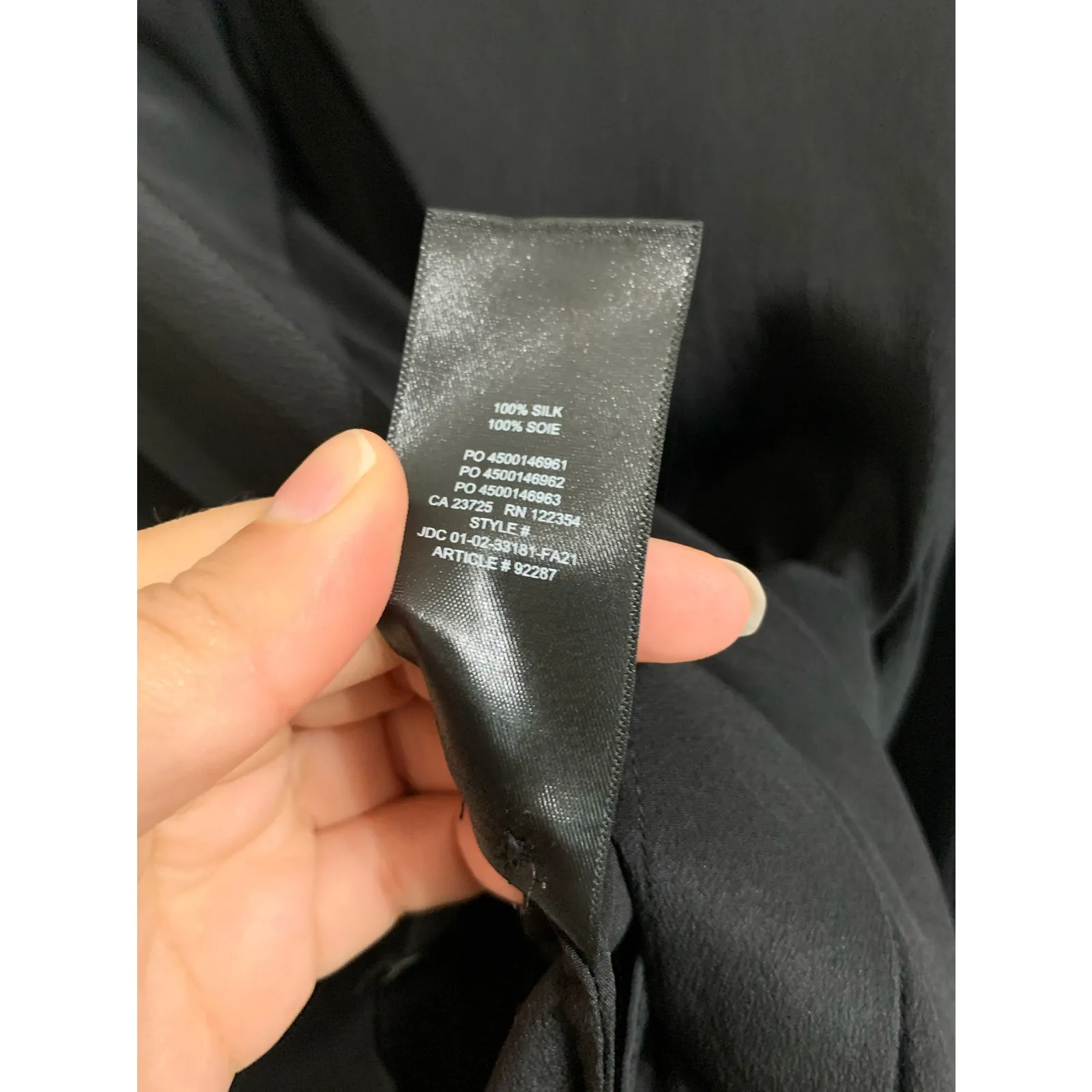 Aritzia Babaton Academy silk button up blouse in black size Small #92287 $148 - Image 6