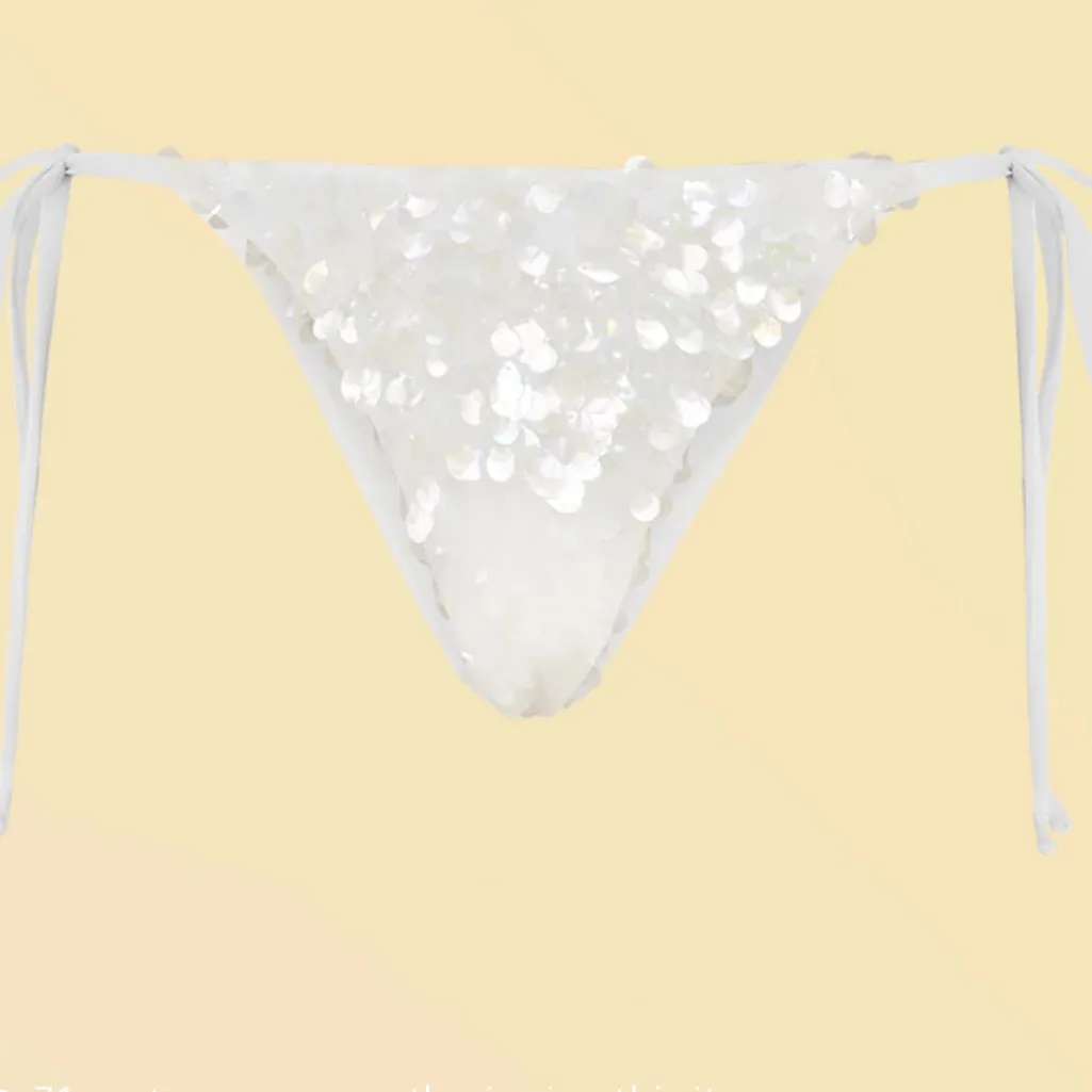 NEW Oceanus Sienna Sequin Embroidery Bikini White Size M - Image 3