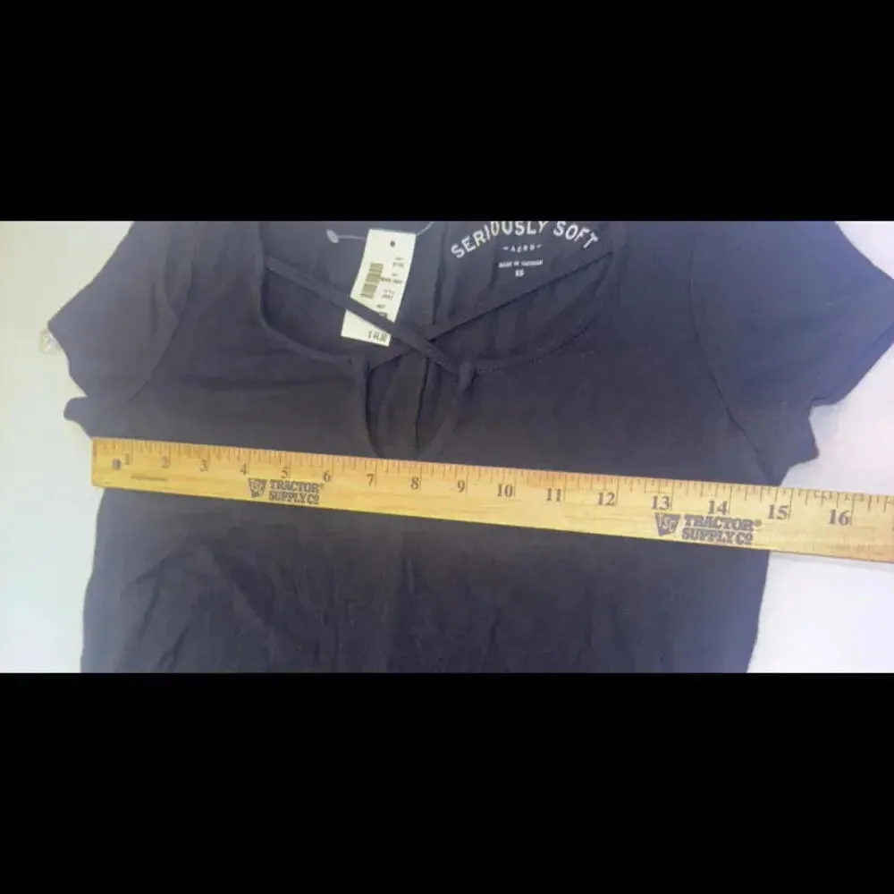 American Eagle Black T Shirt Crisscross Neck Detail Classic Dress NWT Women’s XS - Image 5